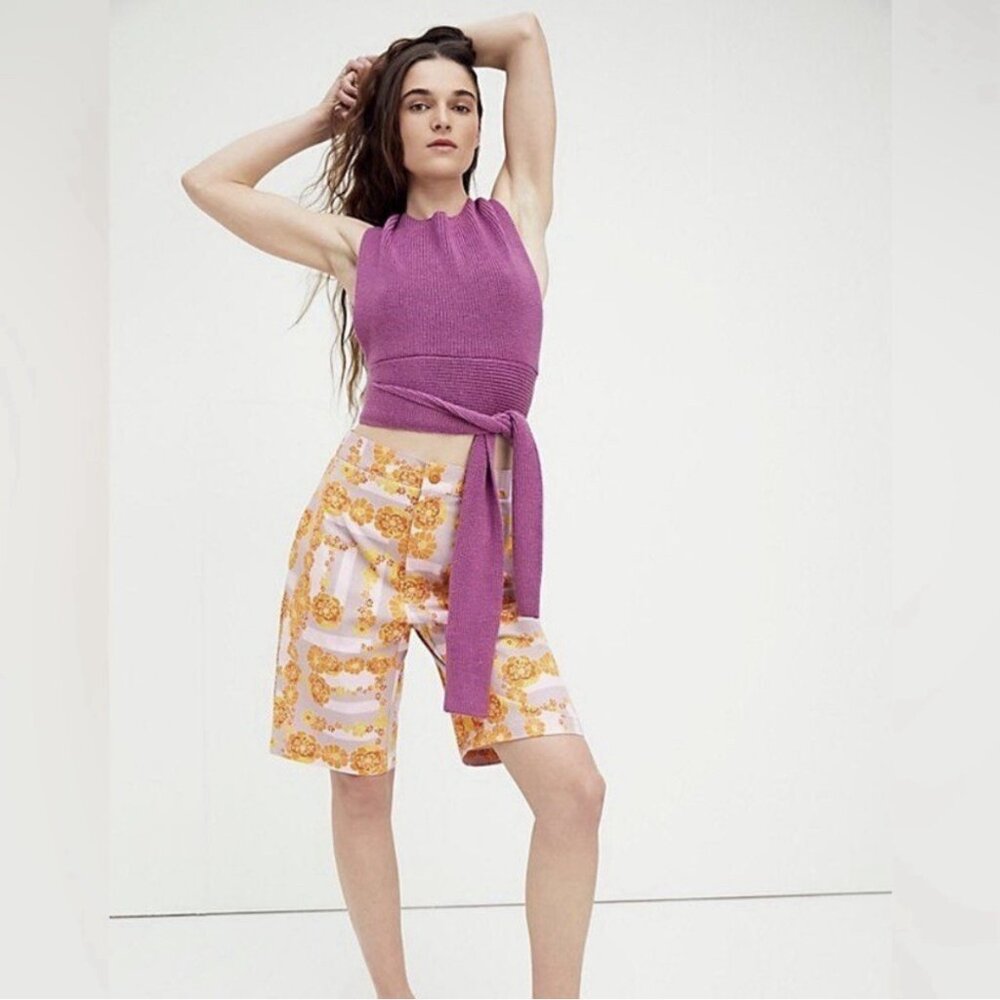 Free People Colorful Bermuda Shorts (Size 2) Sun In My Eyes Floral 100% Cotton